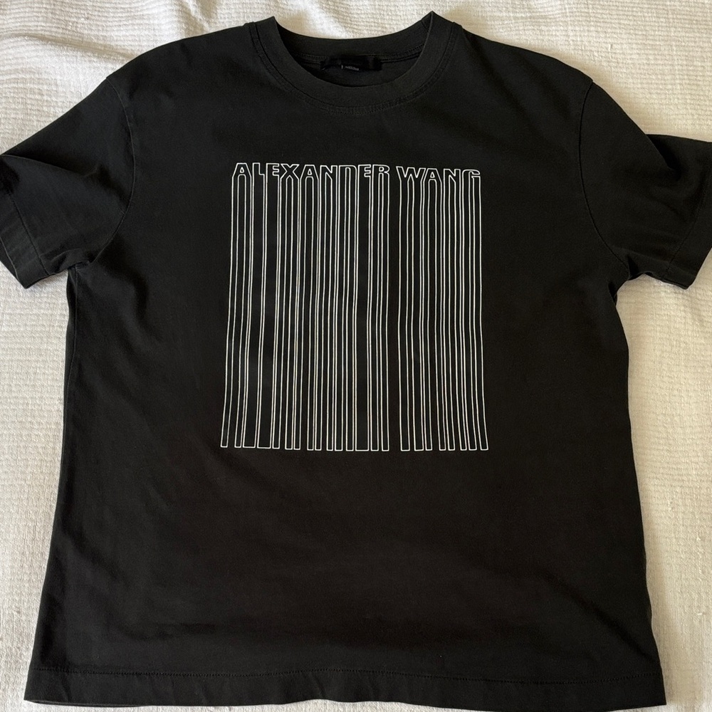 Alexander Wang Dark Green Tee with White Graphic Unisex